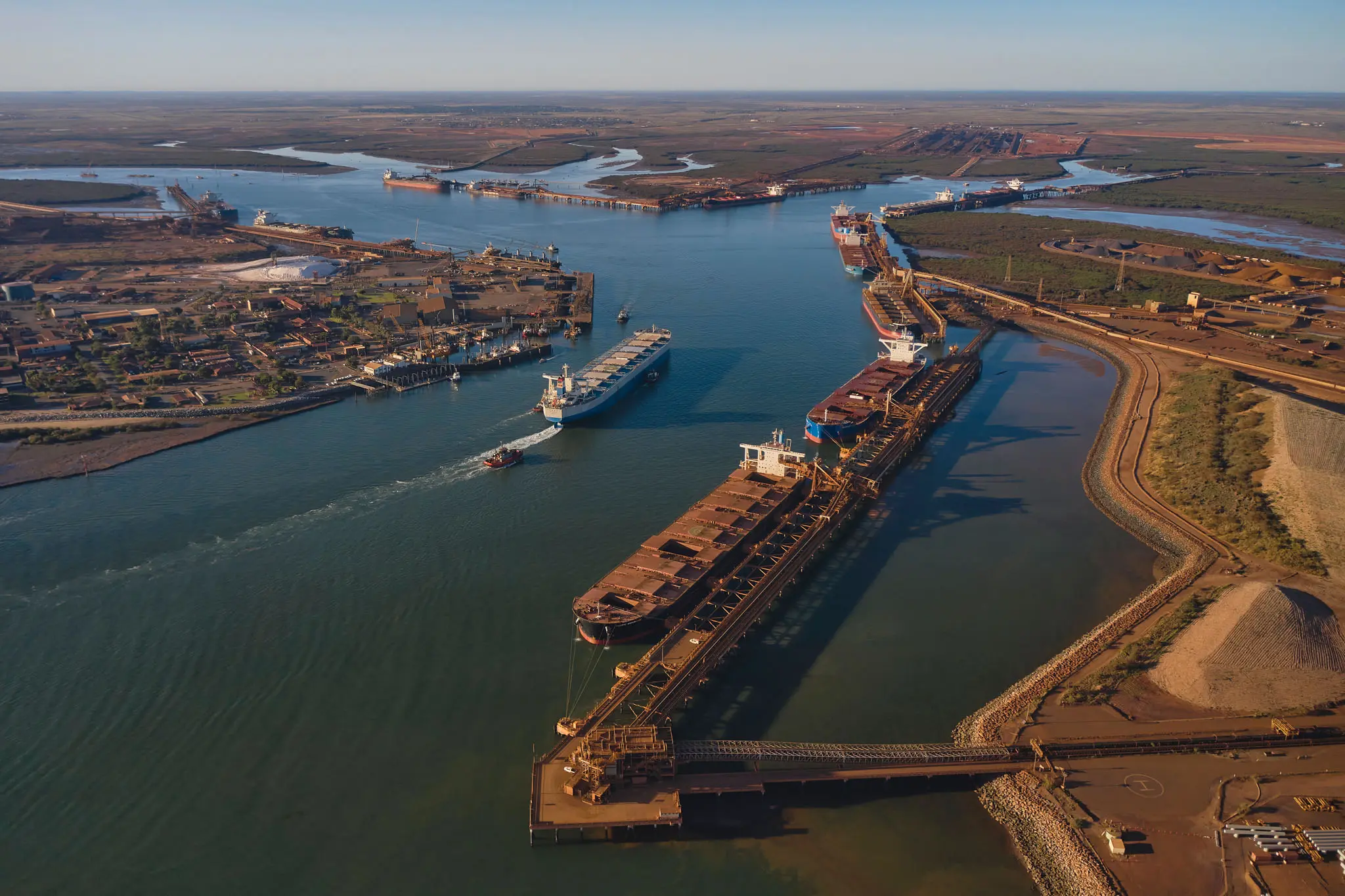 Aerial view of Port Hedland shipping port